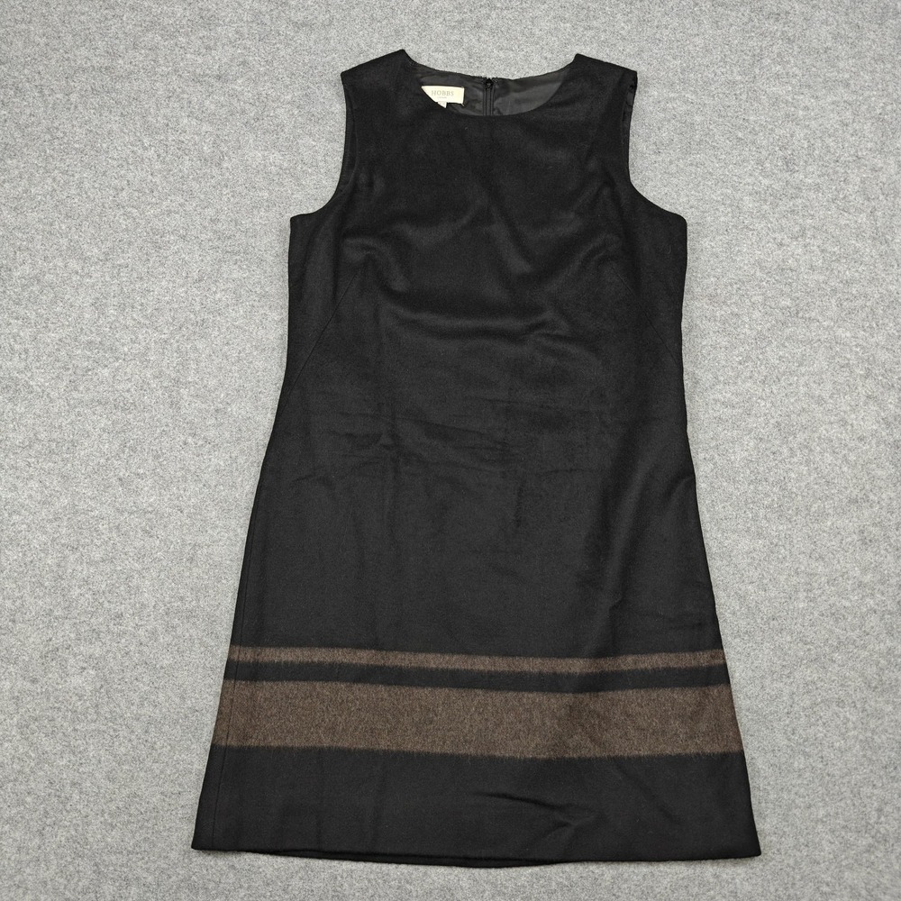 Hobbs Dress Womens 8 Black Colorblock Wool‎ Sheath Sleeveless Lined Short
